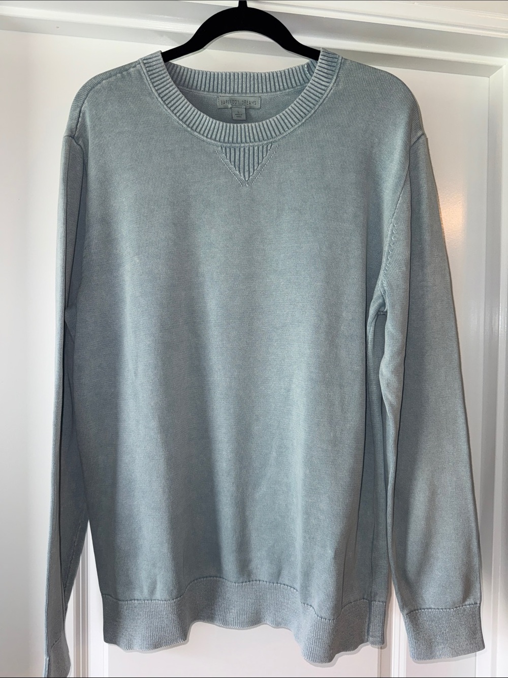 Barefoot Dreams Men's Sunbleached Pullover- Pale Blue Size Large